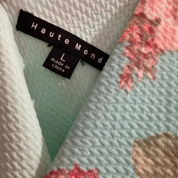 Light Blue and Pink/Coral Floral Haute Monde Spring Dress - Picture 3 of 7